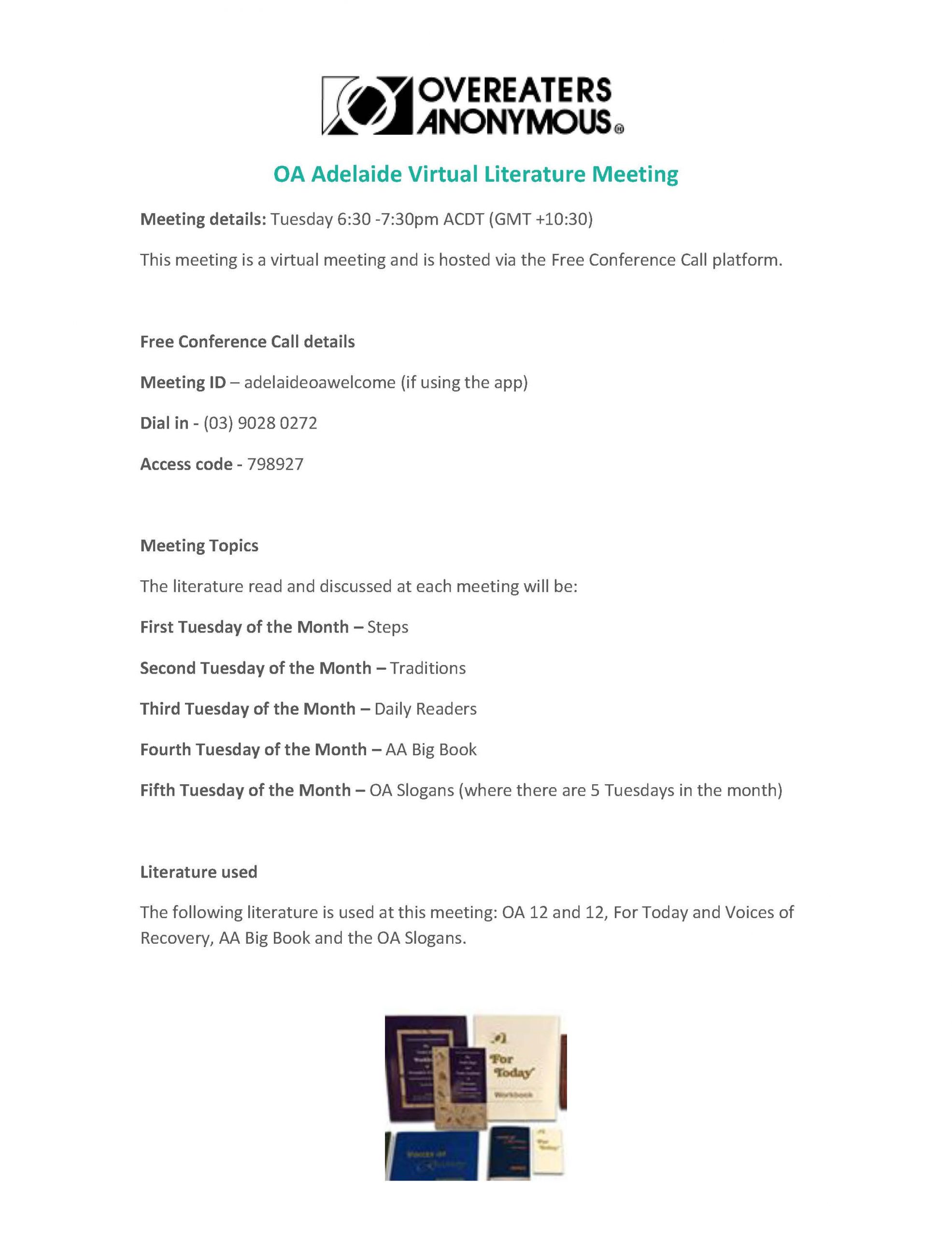 OA Adelaide Virtual Literature Meeting