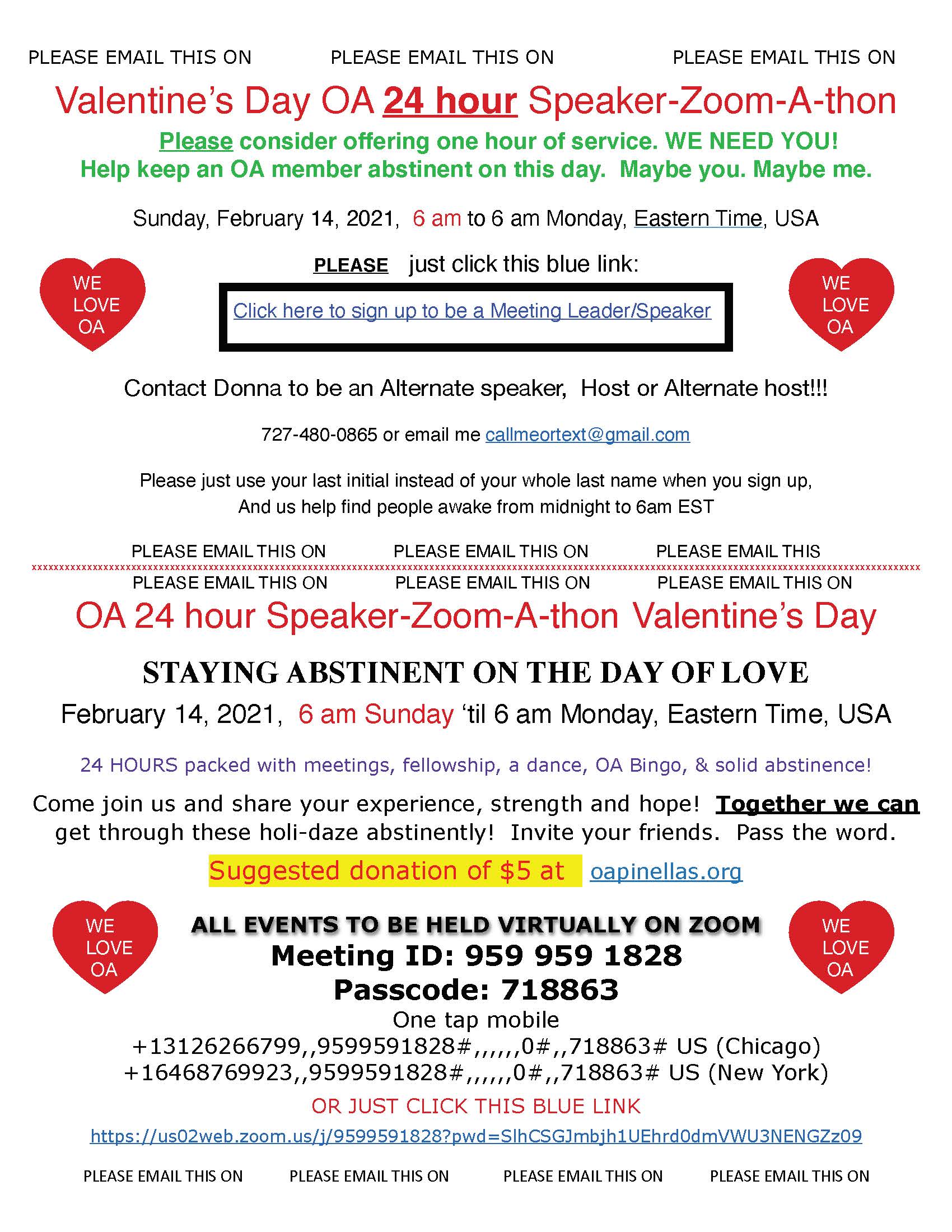 OA Valentine flyer seeking speakers